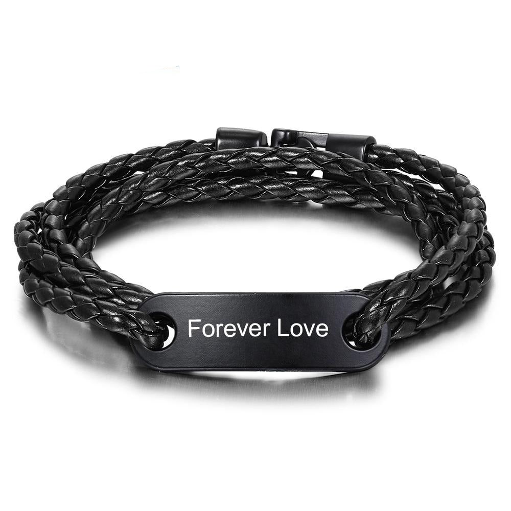 Personalized Black Color Stainless Steel Name Engraving Bar Bracelets-Florence Scovel
