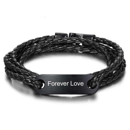 Personalized Black Color Stainless Steel Name Engraving Bar Bracelets-Florence Scovel