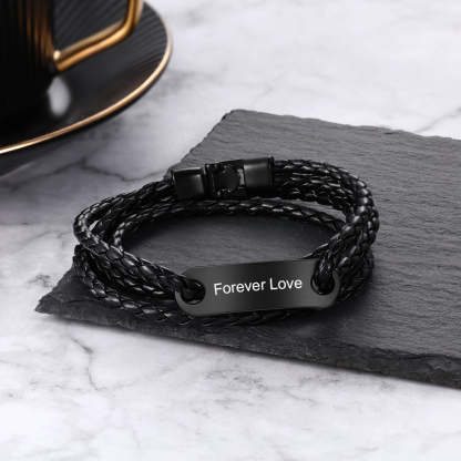 Personalized Black Color Stainless Steel Name Engraving Bar Bracelets-Florence Scovel