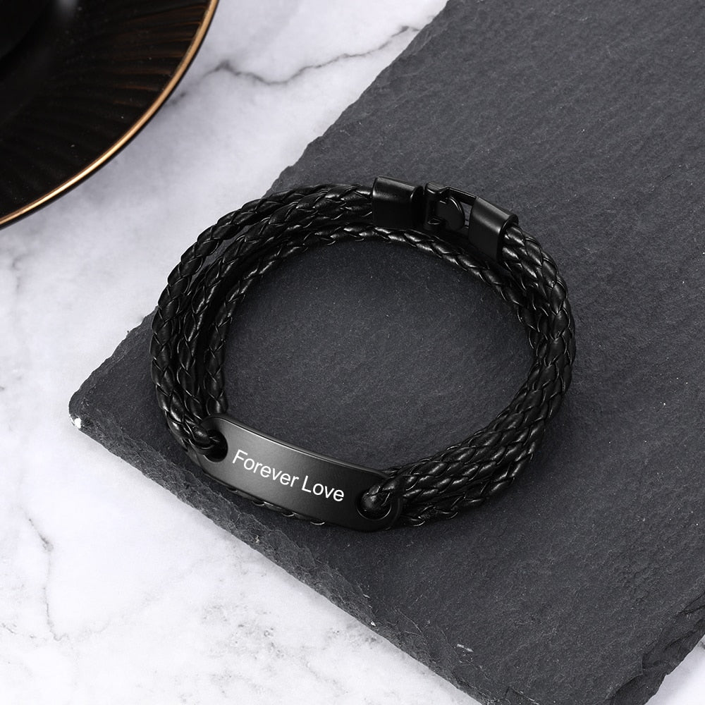 Personalized Black Color Stainless Steel Name Engraving Bar Bracelets-Florence Scovel
