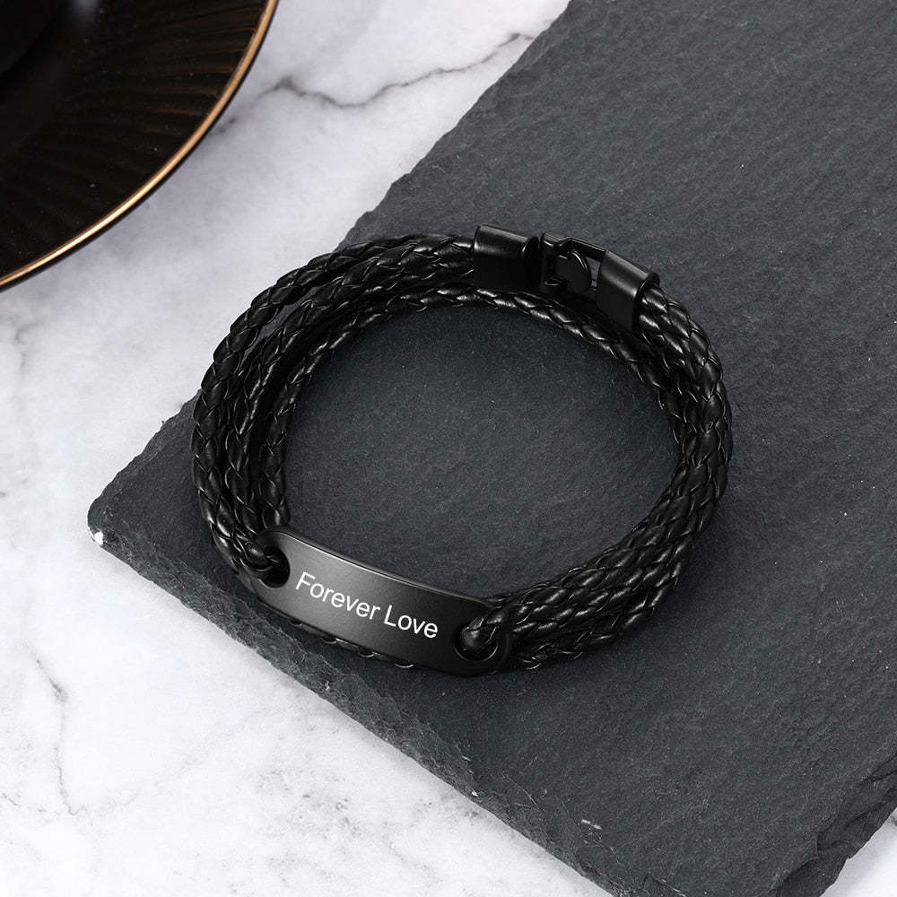 Personalized Black Color Stainless Steel Name Engraving Bar Bracelets-Florence Scovel