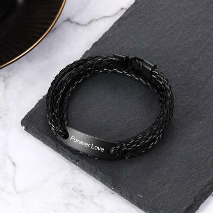 Personalized Black Color Stainless Steel Name Engraving Bar Bracelets-Florence Scovel
