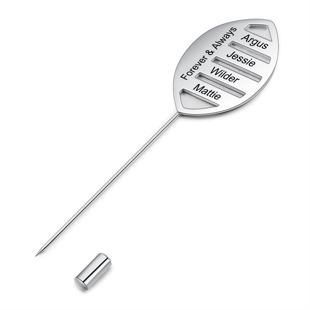 Customized Engraving Family Names Brooches for Women Personalized Brooch Jewelry New Year Anniversary Gifts-Florence Scovel