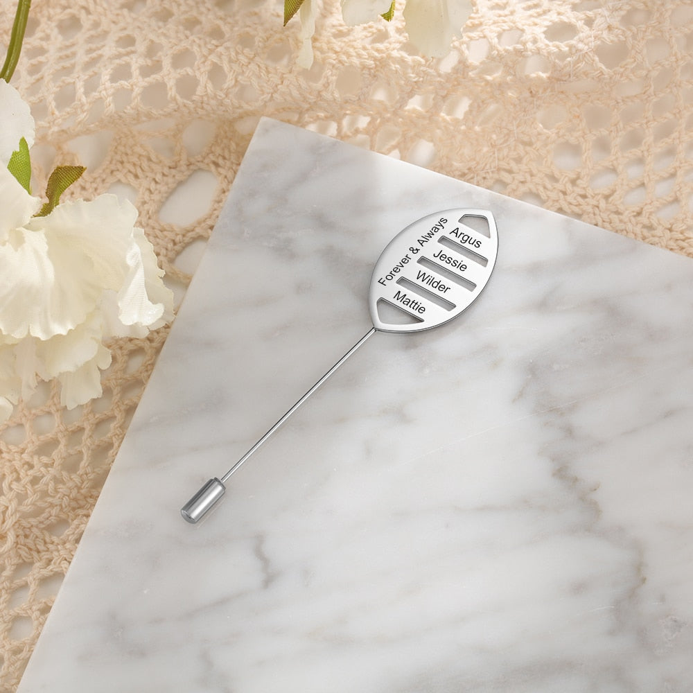 Customized Engraving Family Names Brooches for Women Personalized Brooch Jewelry New Year Anniversary Gifts-Florence Scovel