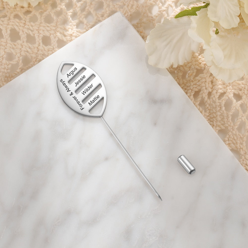 Customized Engraving Family Names Brooches for Women Personalized Brooch Jewelry New Year Anniversary Gifts-Florence Scovel