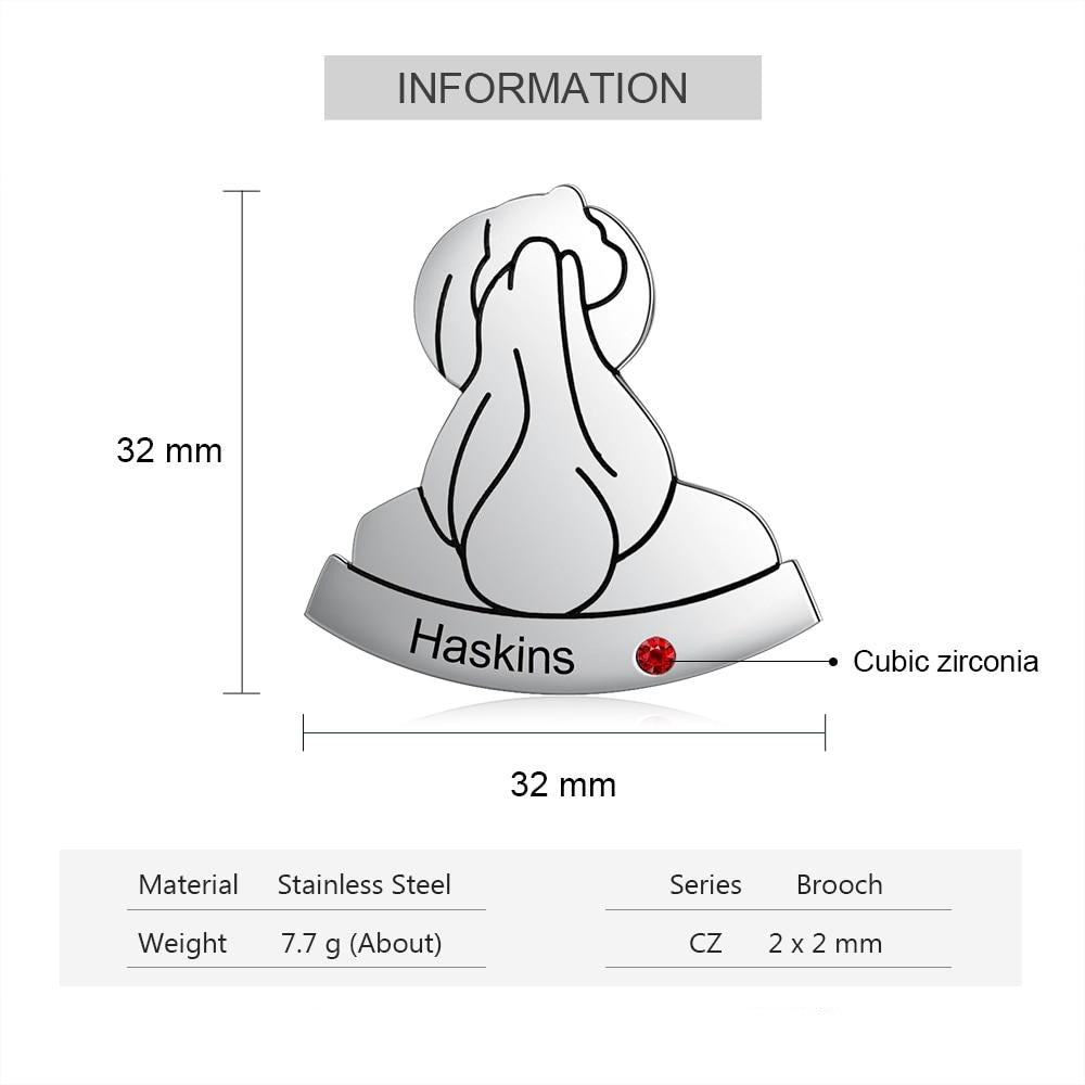 Personalized Long Hair Shaped Brooches for Women Customized Engraved Name Birthstone Brooch Sister Gift Ideas-Florence Scovel