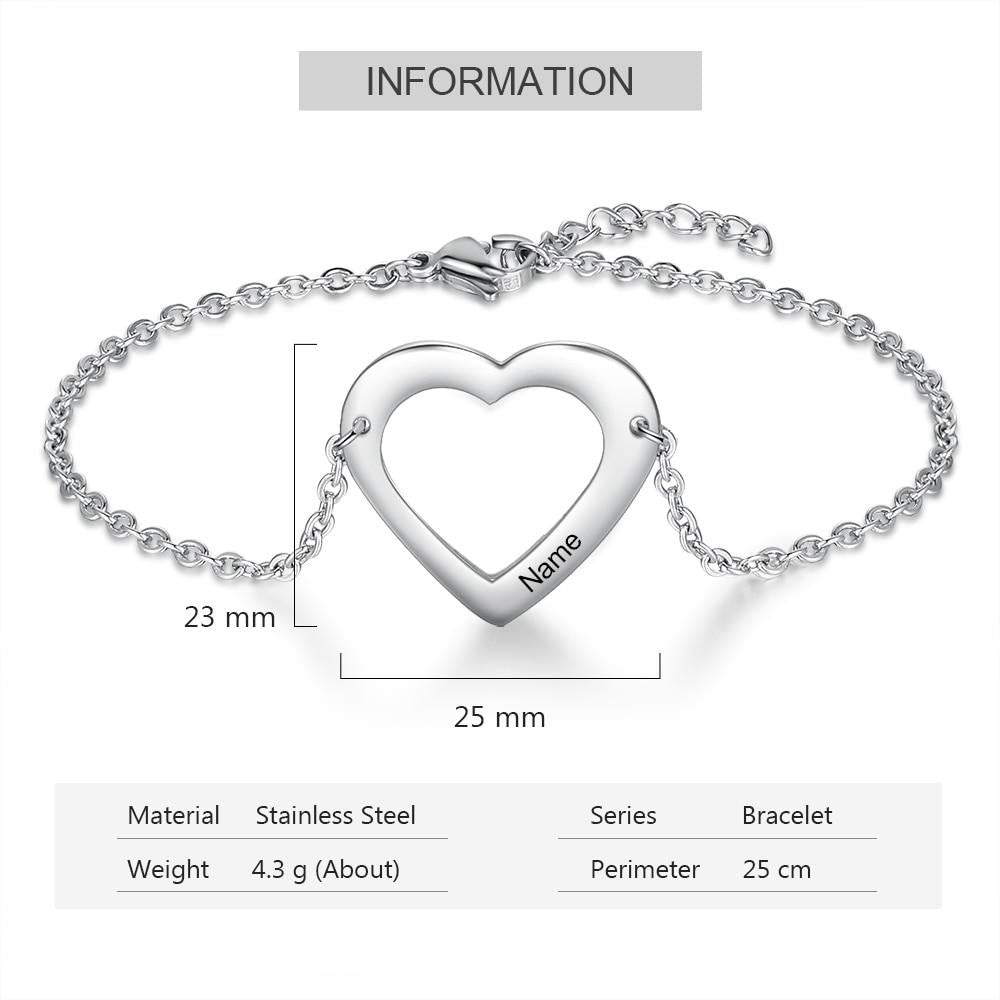 Customized Sister Heart Cutout Bracelet Set for Women Personalized Name Engraved Bracelet New Year Gift for Mother-Florence Scovel