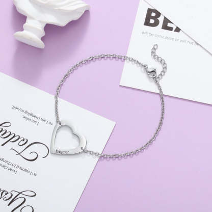Customized Sister Heart Cutout Bracelet Set for Women Personalized Name Engraved Bracelet New Year Gift for Mother-Florence Scovel