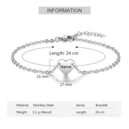 Customized Sister Heart Cutout Bracelet Set for Women Personalized Name Engraved Bracelet New Year Gift for Mother-Florence Scovel