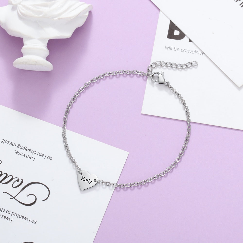 Customized Sister Heart Cutout Bracelet Set for Women Personalized Name Engraved Bracelet New Year Gift for Mother-Florence Scovel