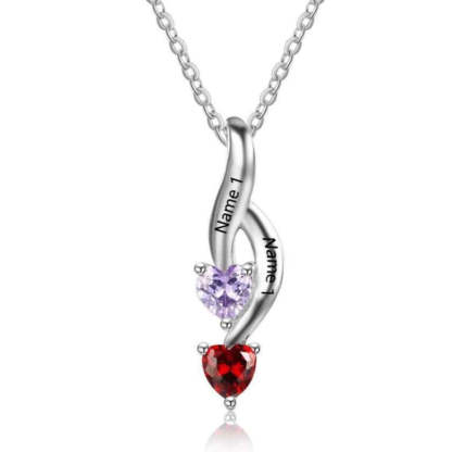 NEW Personalized 925 Sterling Silver 2 Birthstone Necklace Pendants Mom Girlfriend  Birthday Christmas Gift-Florence Scovel