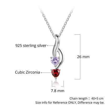 NEW Personalized 925 Sterling Silver 2 Birthstone Necklace Pendants Mom Girlfriend  Birthday Christmas Gift-Florence Scovel