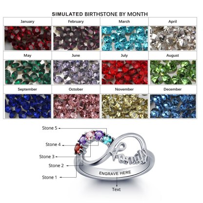 Personalized Engrave Birthstone Infinity Family Jewelry Cubic Zirconia 925 Sterling Silver Ring Gift For Mom-Florence Scovel