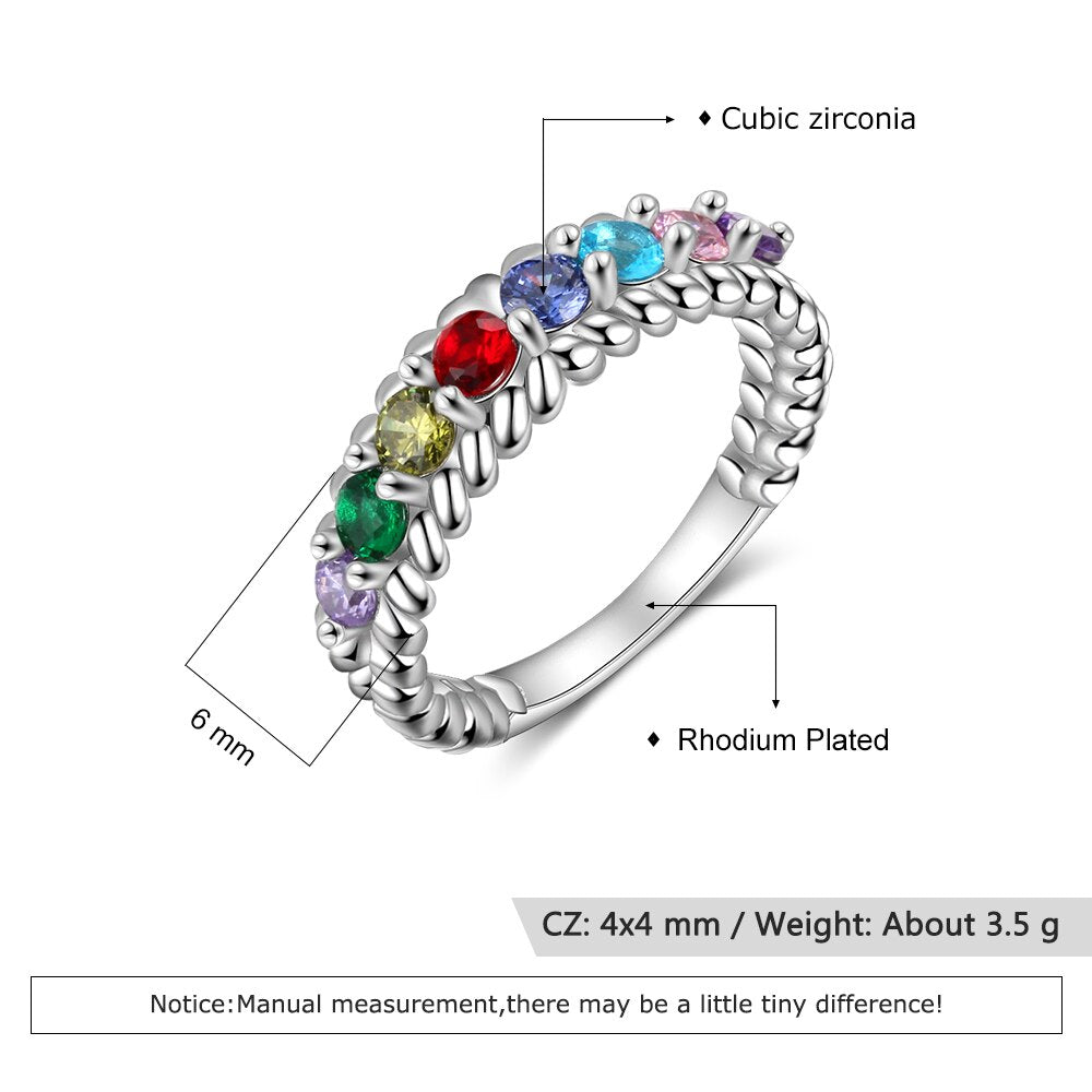 Personalized Family Gift Customized 8 Birthstones Rings for Women Custom Gifts for Grandma Trendy Jewelry-Florence Scovel