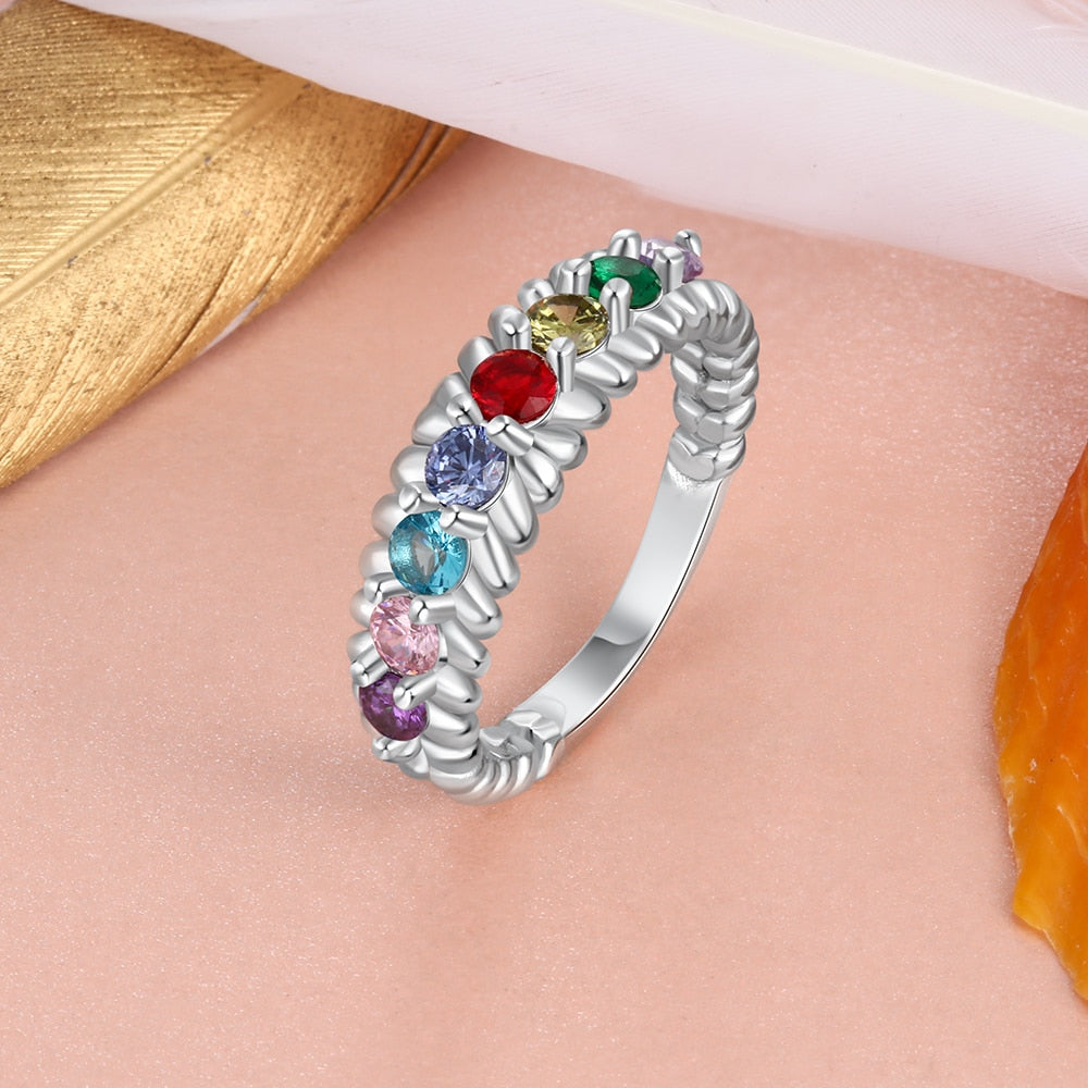 Personalized Family Gift Customized 8 Birthstones Rings for Women Custom Gifts for Grandma Trendy Jewelry-Florence Scovel