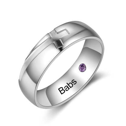 Personalized Cross Couple Ring With Birthstone-Florence Scovel