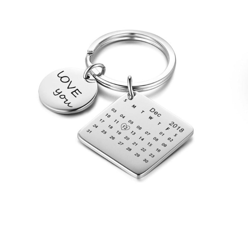 Personalized Round & Cordate Date Keychains-Florence Scovel
