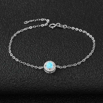 Sterling Silver Bracelets With Round Shape Blue Opal Stone-Florence Scovel