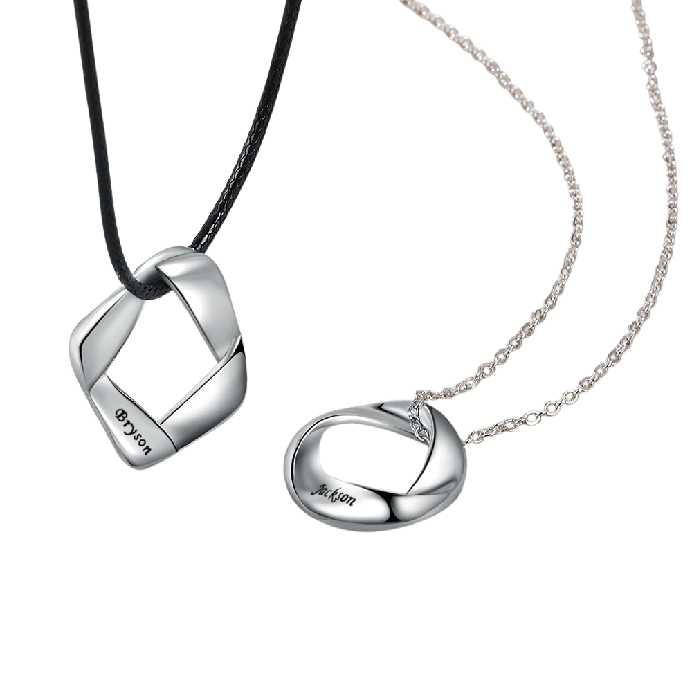 Customized Engraved 2 Names Square & Circle Necklace-Florence Scovel