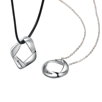 Customized Engraved 2 Names Square & Circle Necklace-Florence Scovel