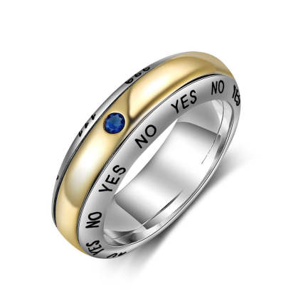 Silver & Gold Color Rotatable Birthstone Ring For Women-Florence Scovel