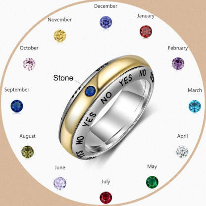 Silver & Gold Color Rotatable Birthstone Ring For Women-Florence Scovel