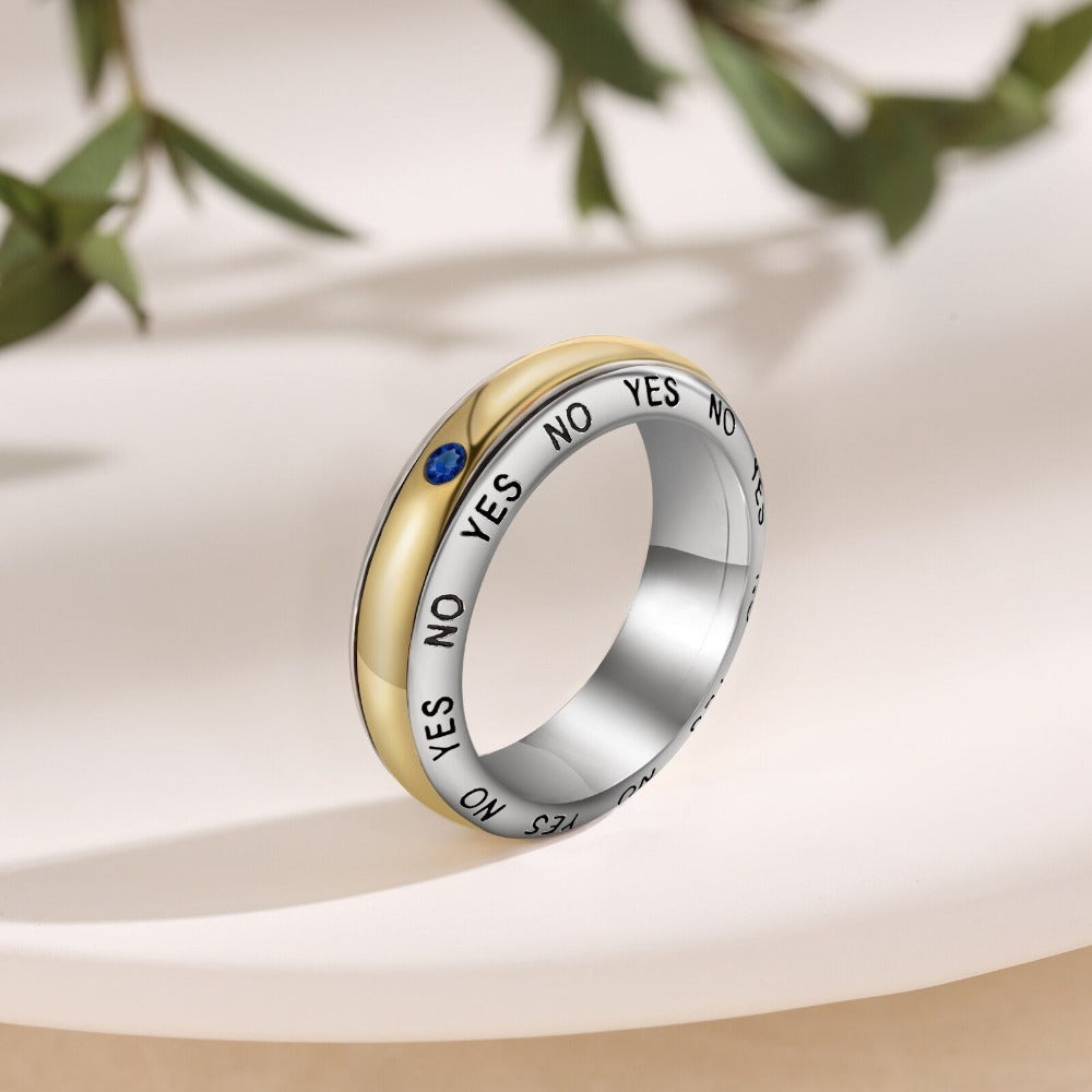 Silver & Gold Color Rotatable Birthstone Ring For Women-Florence Scovel