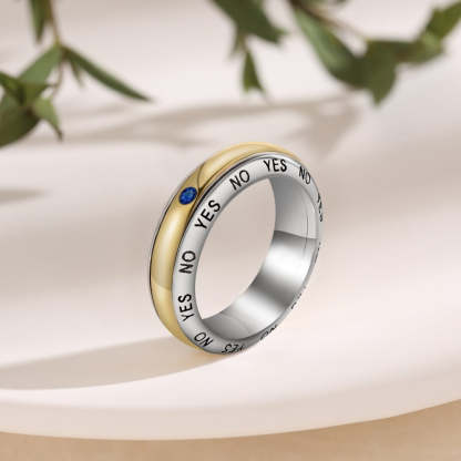 Silver & Gold Color Rotatable Birthstone Ring For Women-Florence Scovel