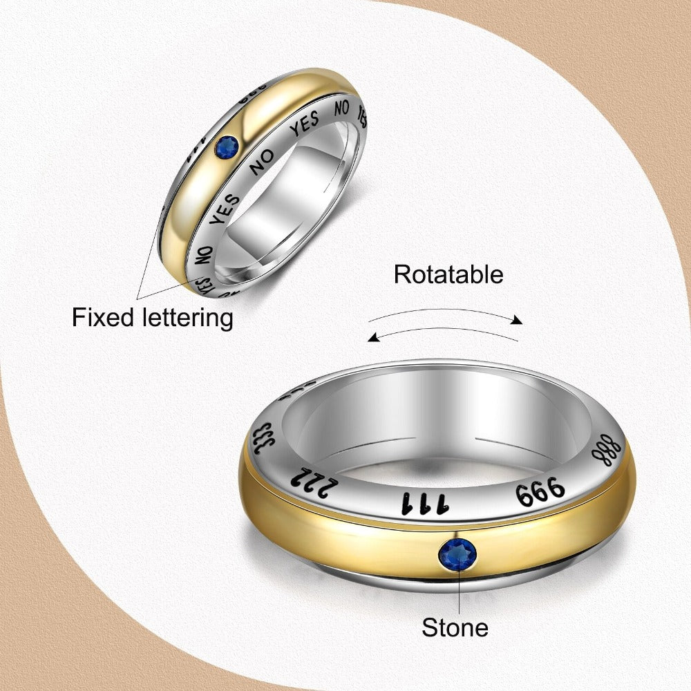 Silver & Gold Color Rotatable Birthstone Ring For Women-Florence Scovel
