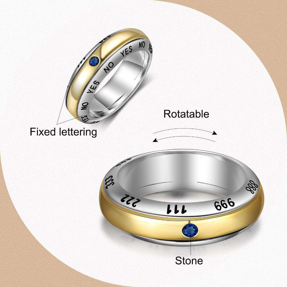 Silver & Gold Color Rotatable Birthstone Ring For Women-Florence Scovel