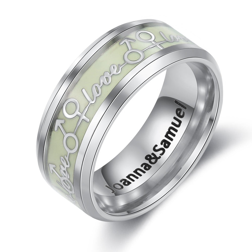 Stainless Steel Name Engraving Luminous Rings-Florence Scovel