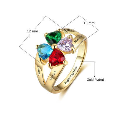 Customized 4 Stones Name Engraved Ring For Women-Florence Scovel
