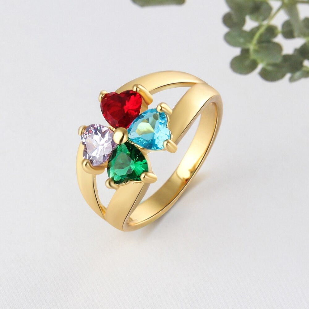 Customized 4 Stones Name Engraved Ring For Women-Florence Scovel