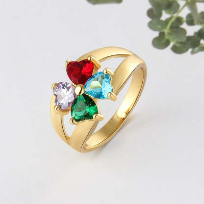 Customized 4 Stones Name Engraved Ring For Women-Florence Scovel