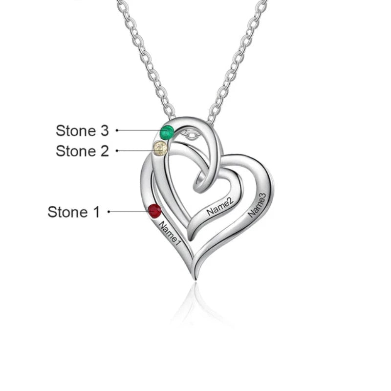 Personalized Inlaid Birthstone 3 Names 3 Stones Necklace-Florence Scovel