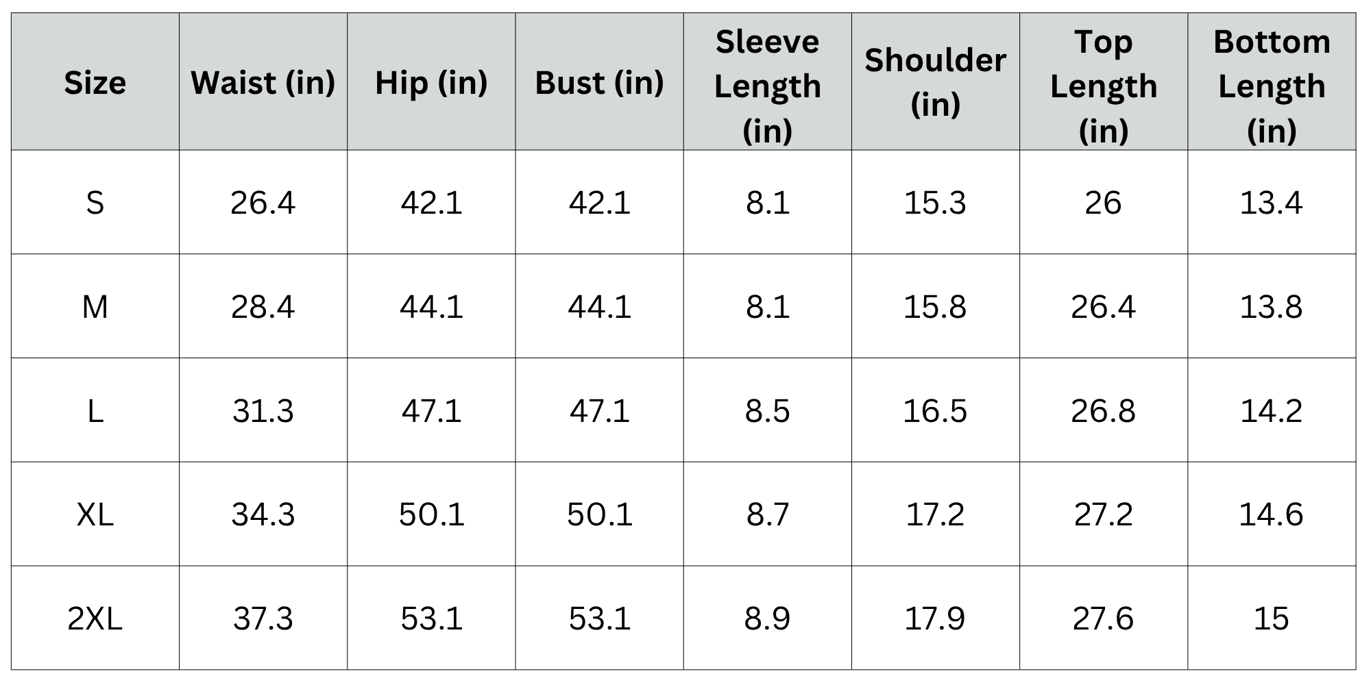 Size Chart