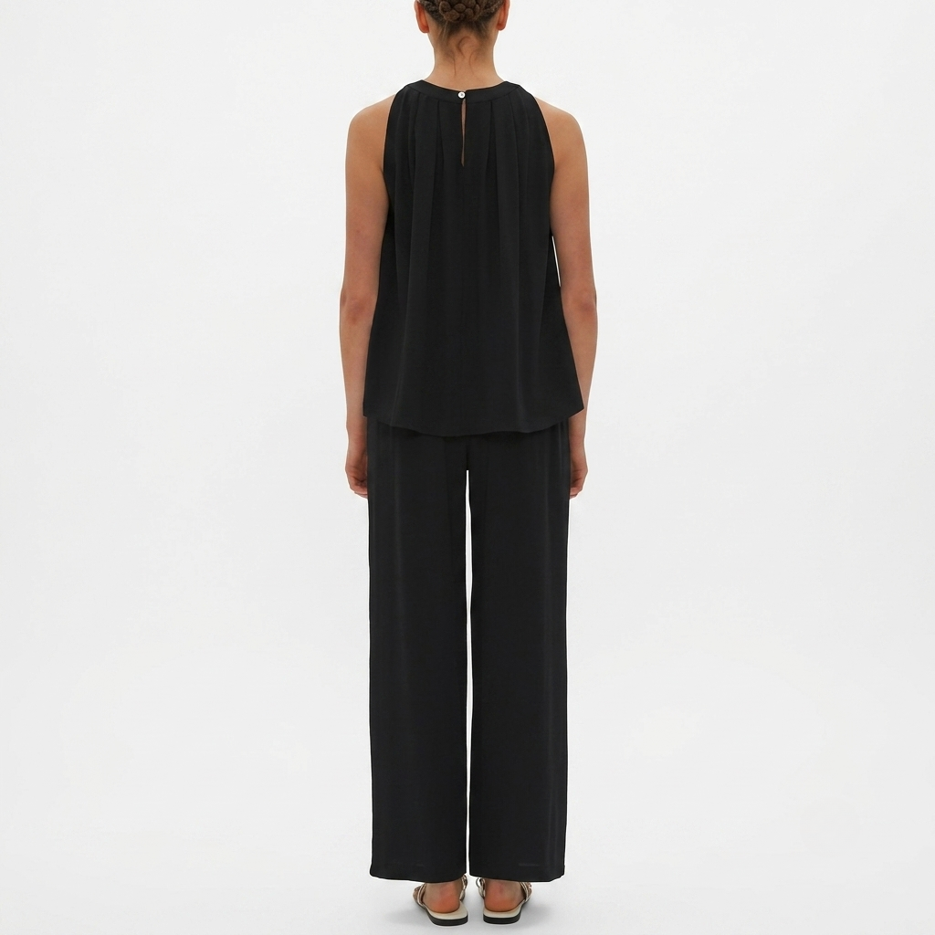 2 Piece Sleeveless Tank Top And Wide Fit Pant Sets For Women