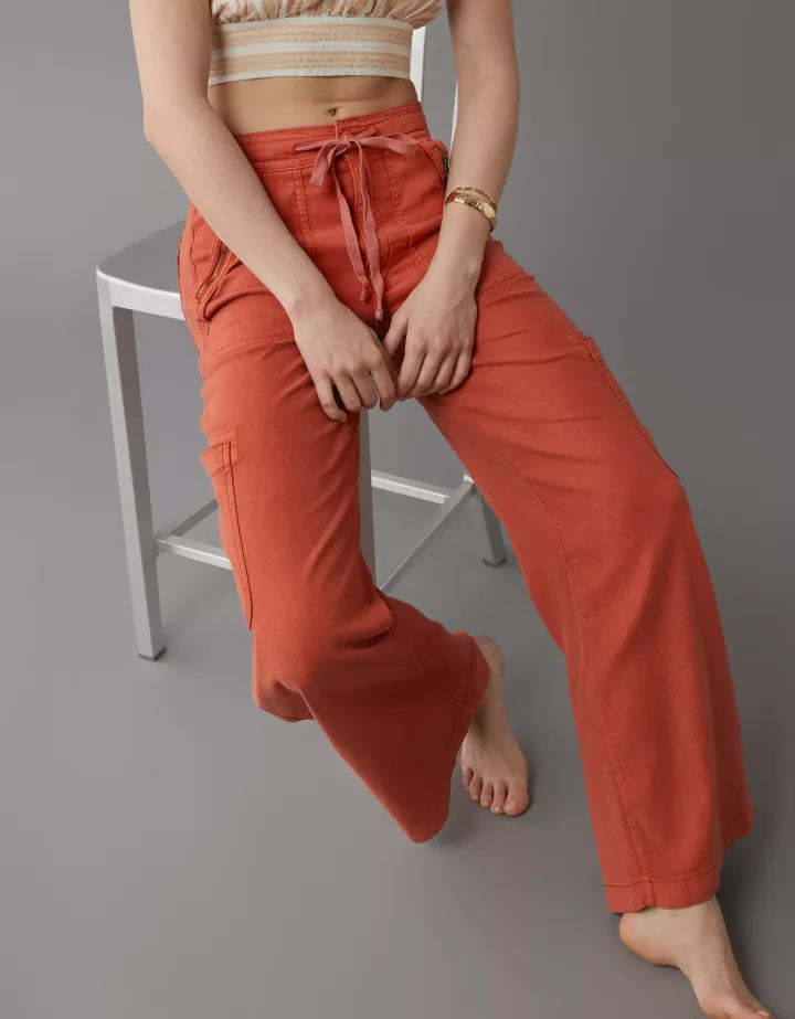 Linen Cargo Pants With Side Pockets