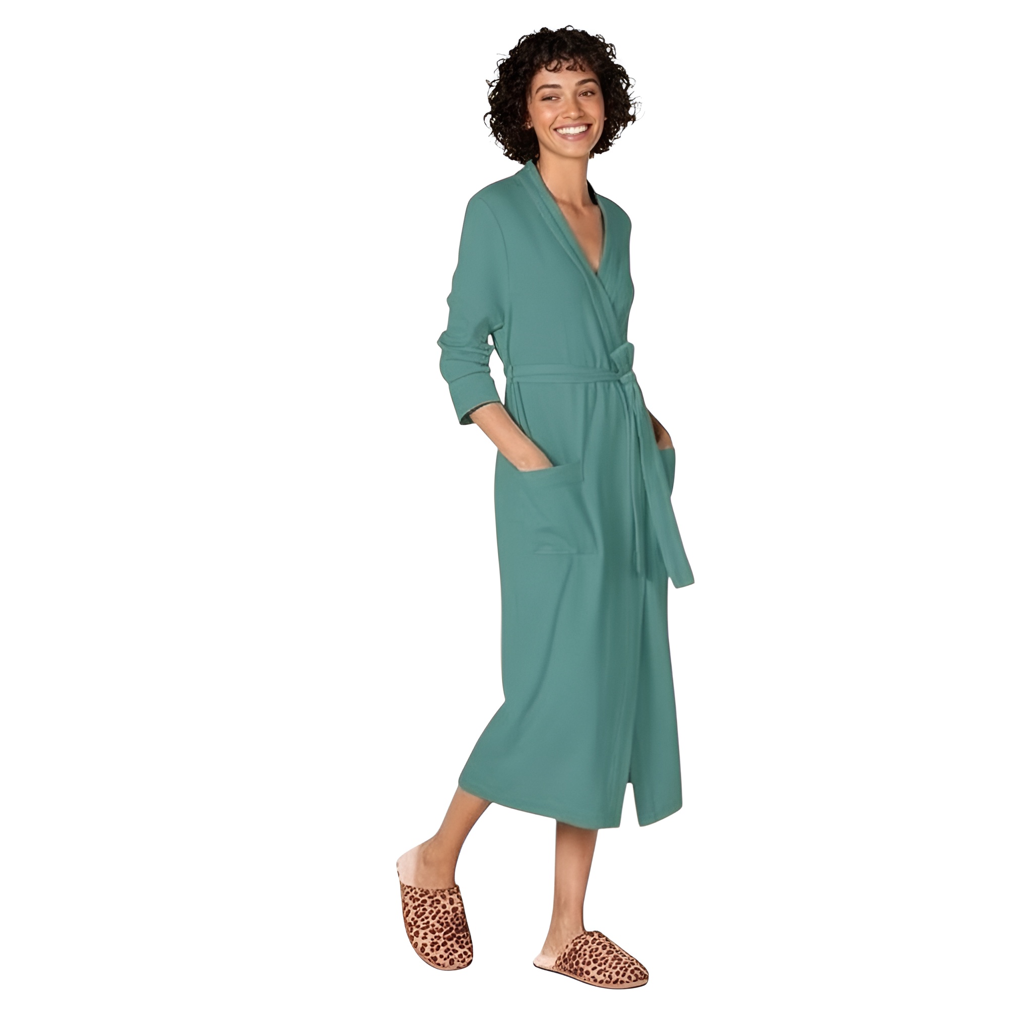Lightweight Waffle Knit Full Length Bathrobe For Women