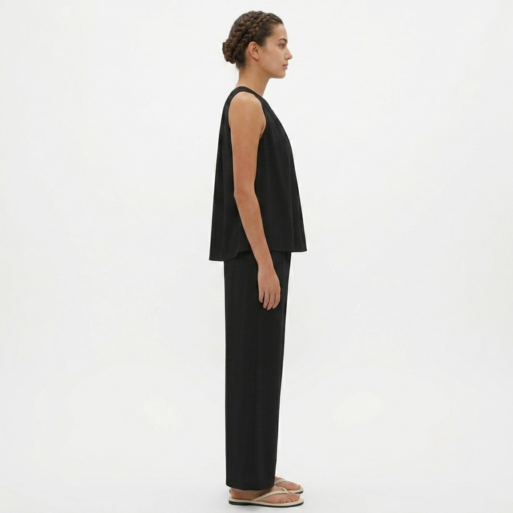 2 Piece Sleeveless Tank Top And Wide Fit Pant Sets For Women