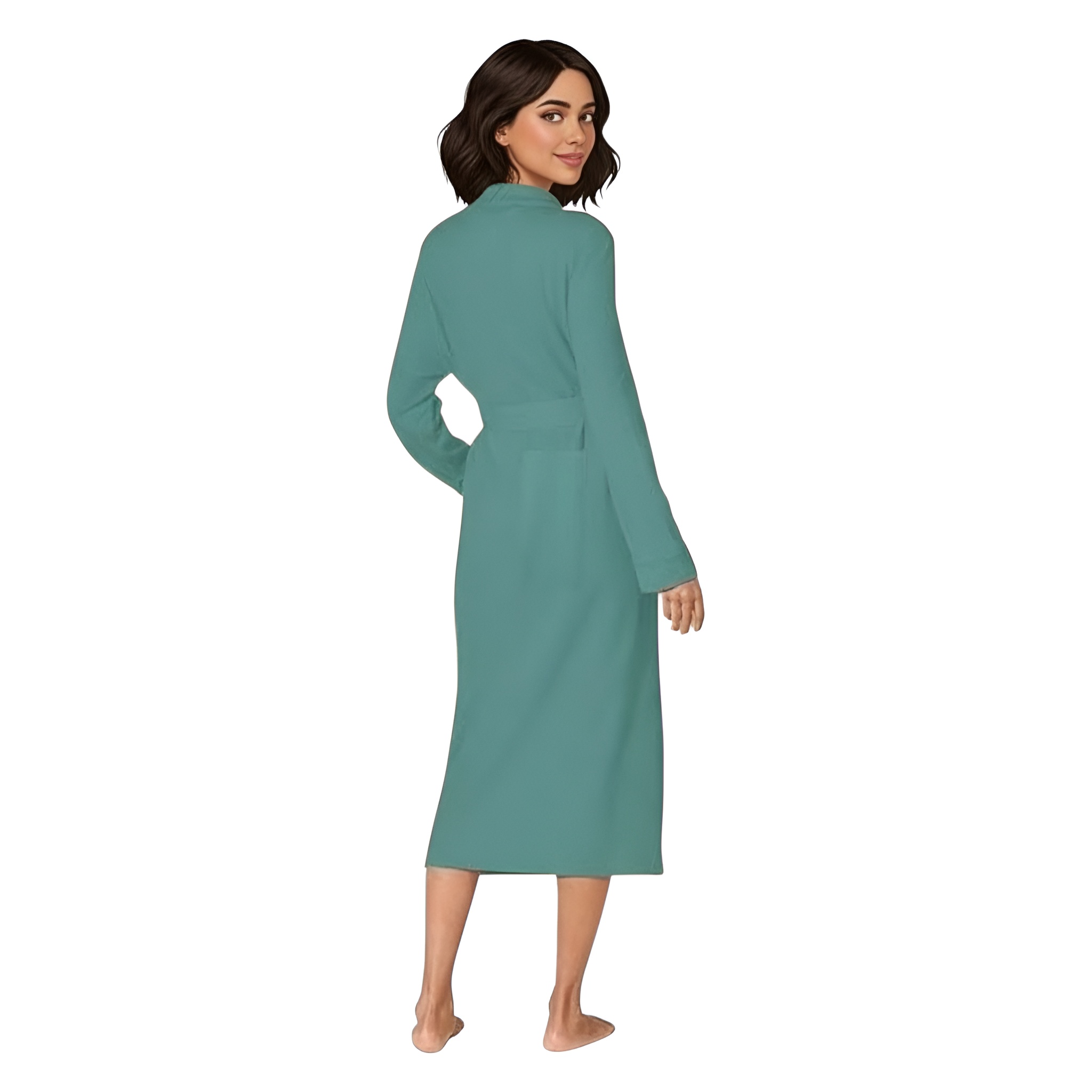 Lightweight Waffle Knit Full Length Bathrobe For Women