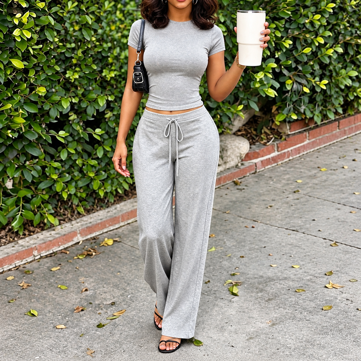 2 Pieces T Shirt And Pants Matching Set For Women