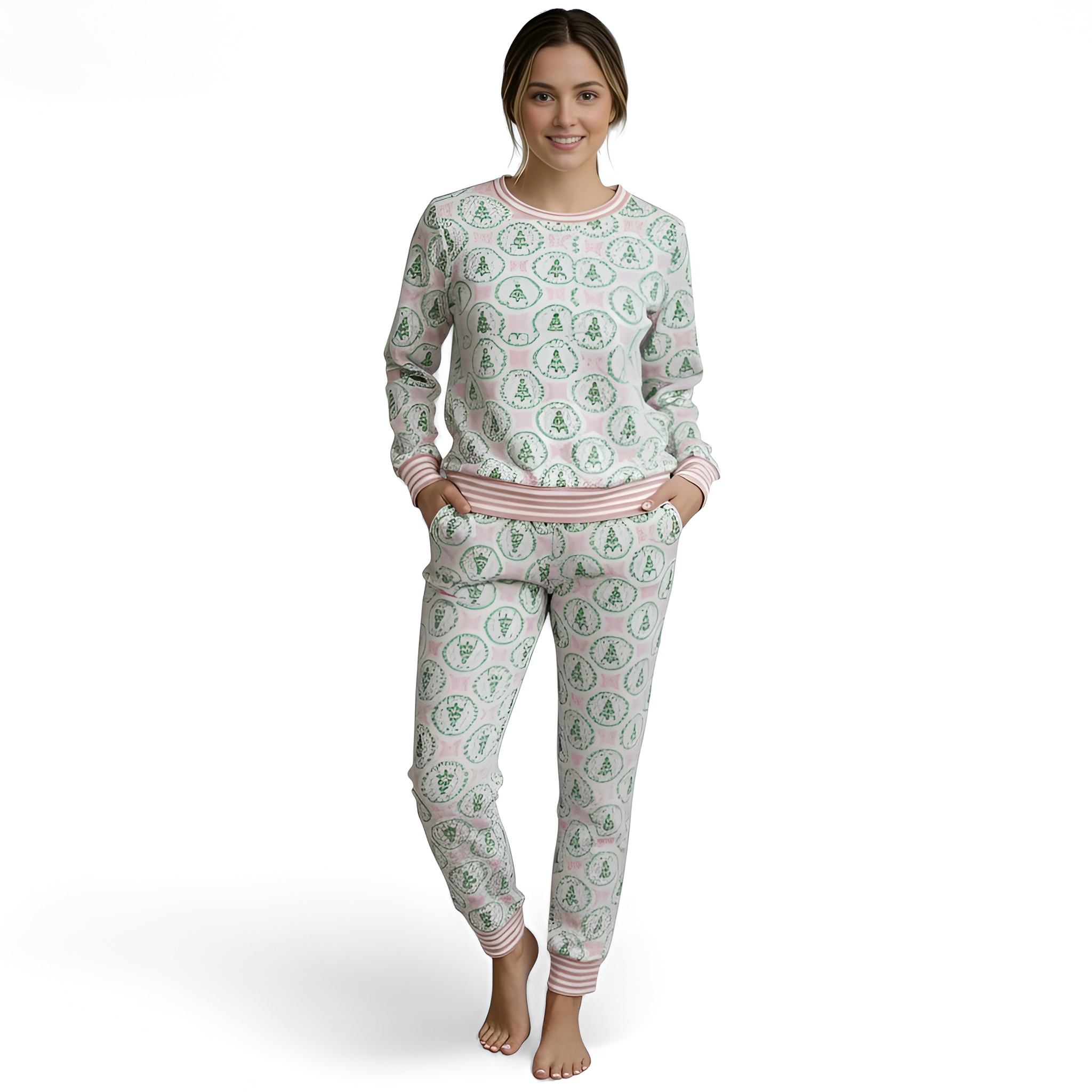 Festive Mama Claus Holiday Matching Pajama Set