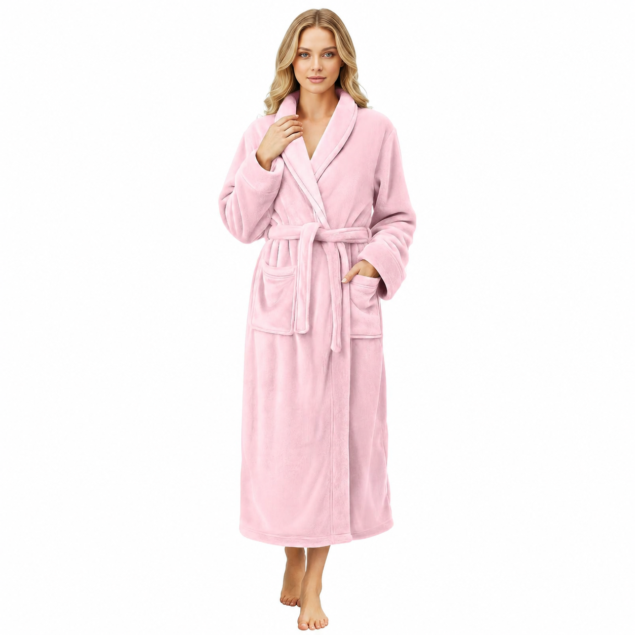 Plush Fleece Long Fluffy Soft Bathrobe For Women
