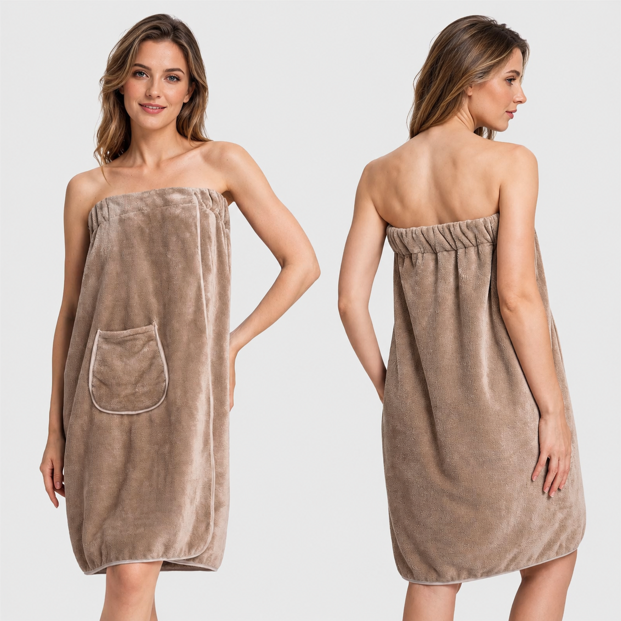  Bathrobe Towel Wrap with Three Clasp Closure For Women