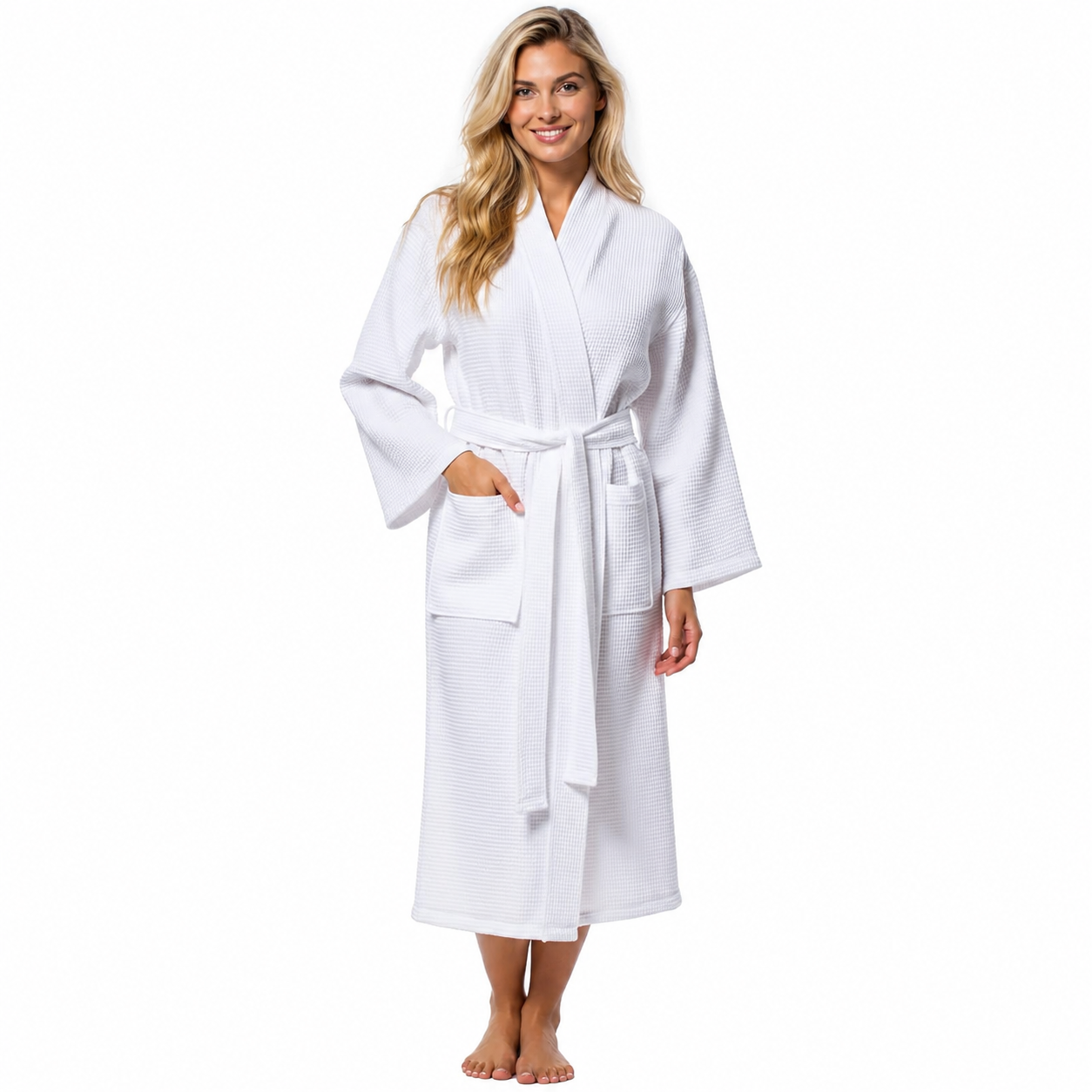 Fast Drying Full Length Lightweight Waffle Knit Soft Spa Bath Robe