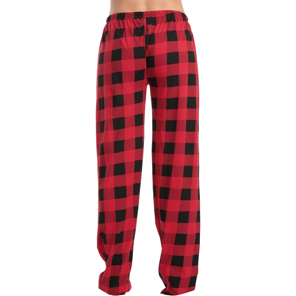 Plush Pajama Pants For Night Wear With Buffalo Plaid For Women