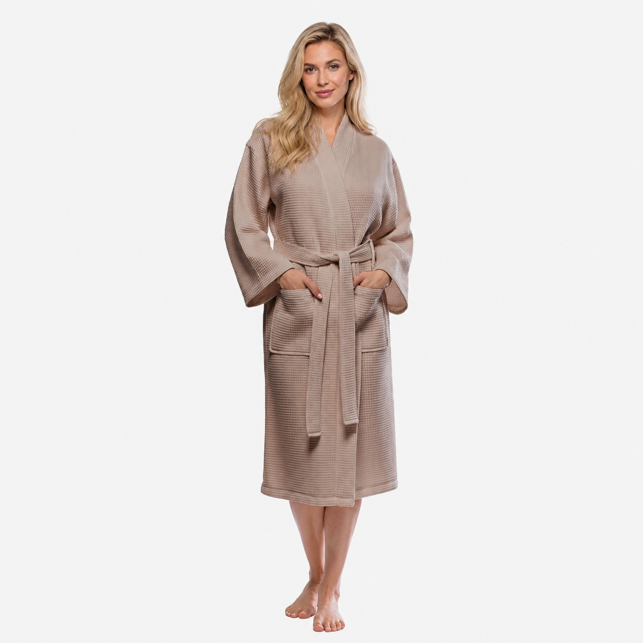 Fast Drying Full Length Lightweight Waffle Knit Soft Spa Bath Robe