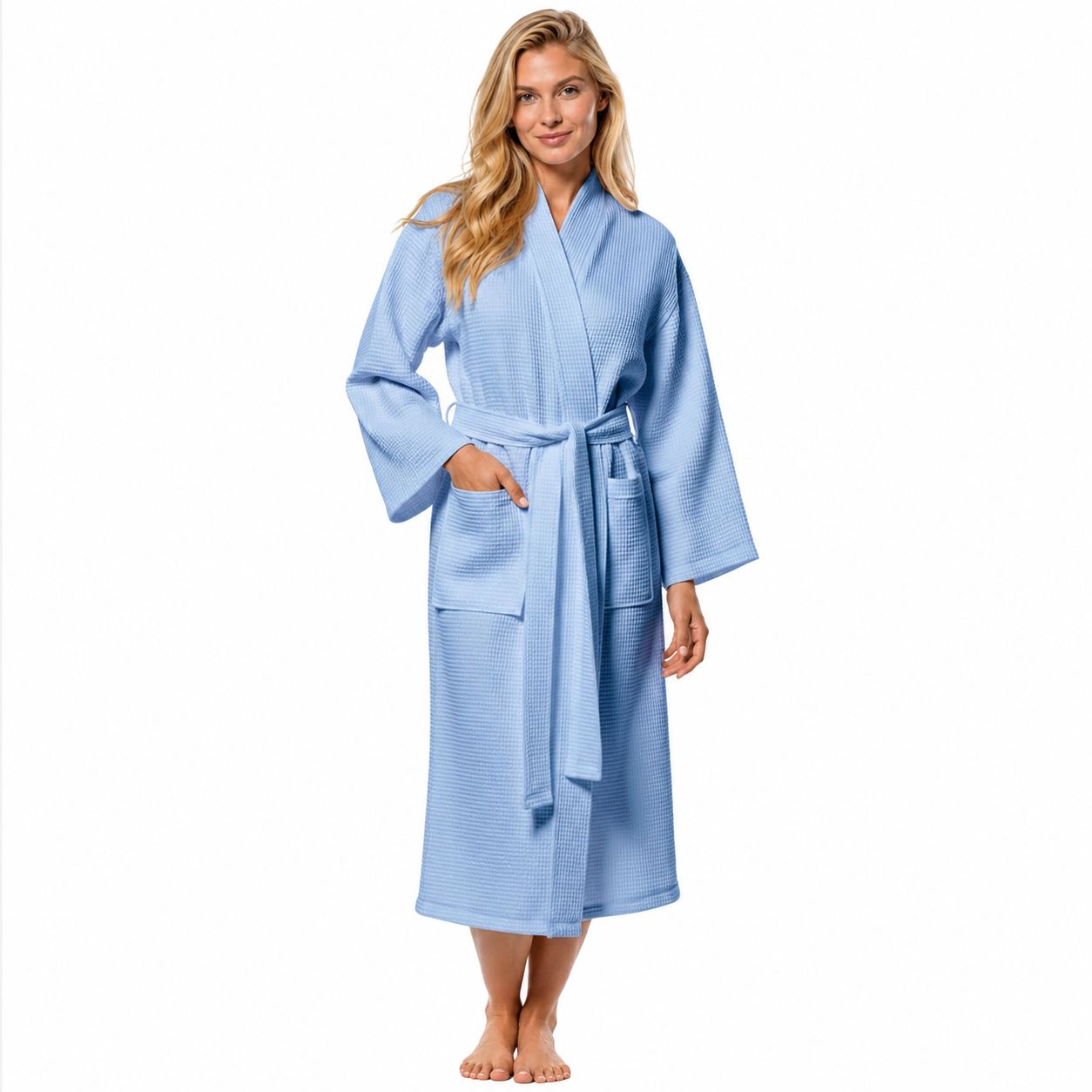 Fast Drying Full Length Lightweight Waffle Knit Soft Spa Bath Robe