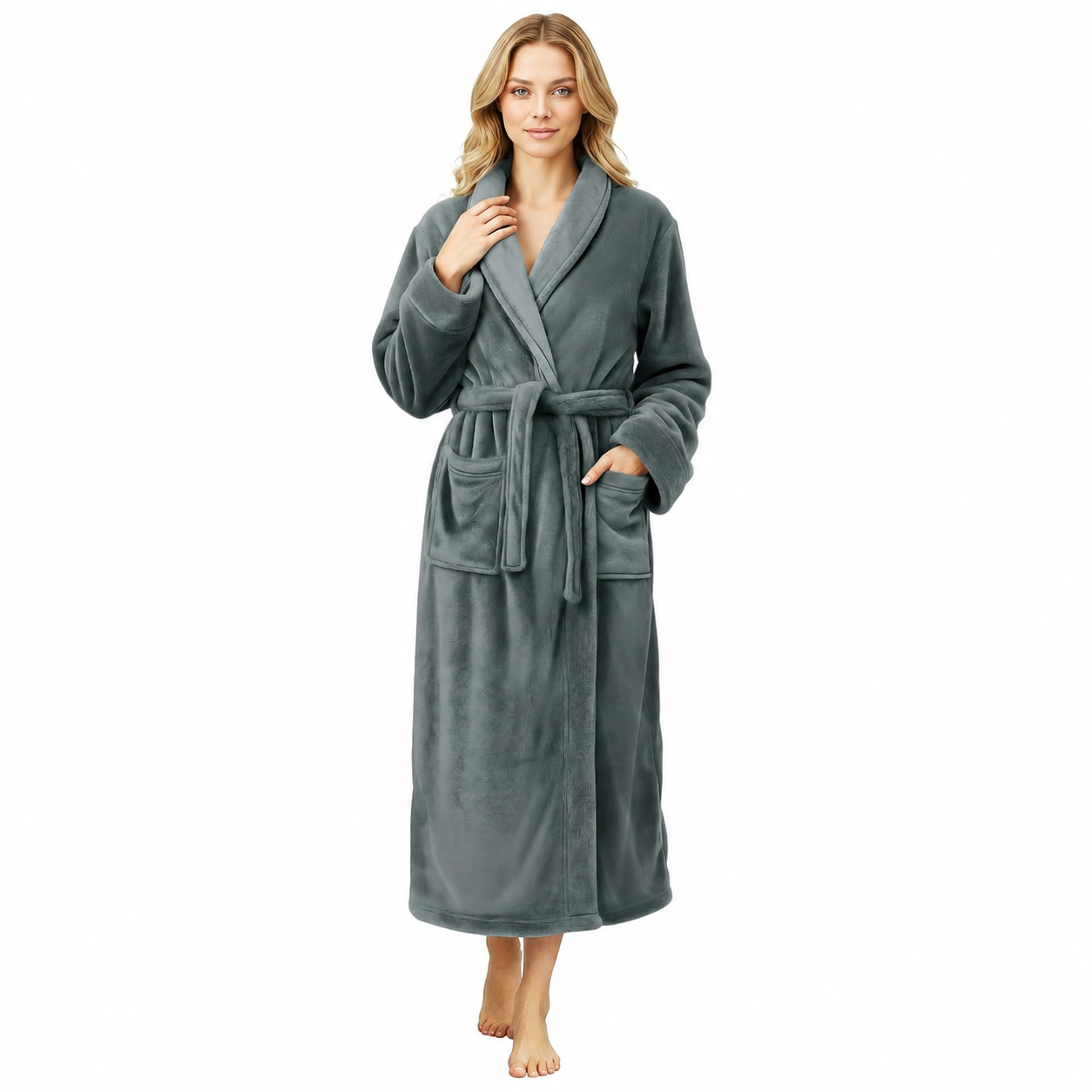 Plush Fleece Long Fluffy Soft Bathrobe For Women